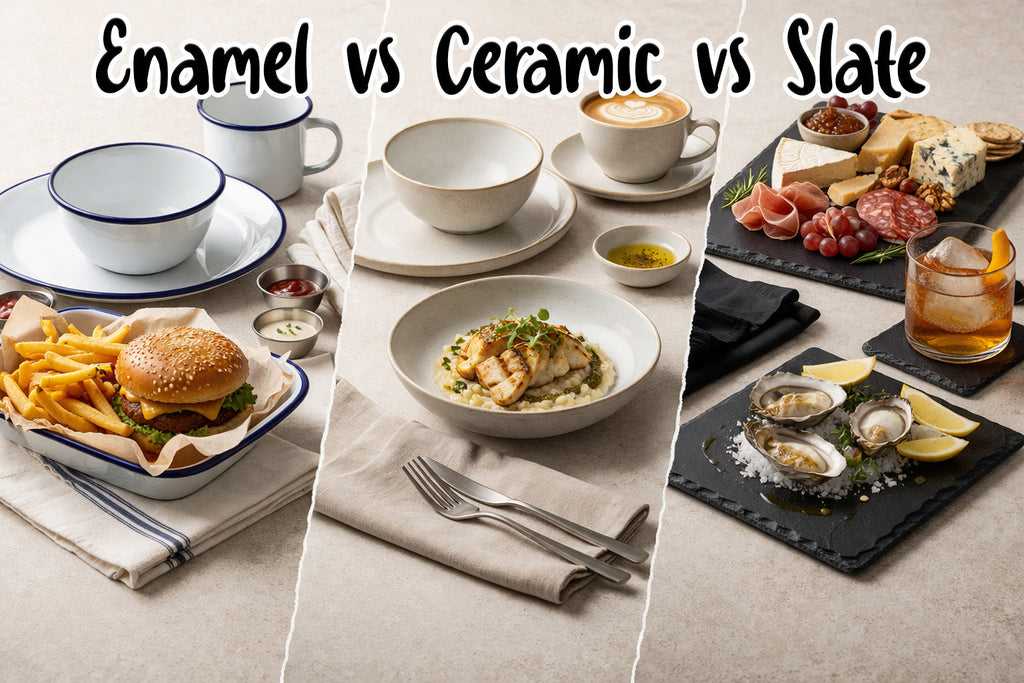 Enamelware vs Ceramic vs Slate — Which Is Right for Your Brand?