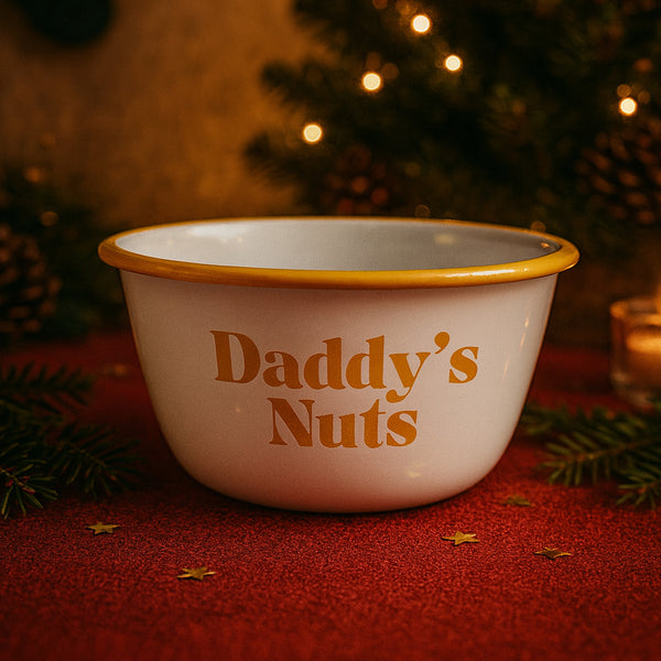 Personalised 16cm Enamel Bowl In Blue, Red & Yellow