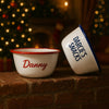 Personalised 16cm Enamel Bowl In Blue, Red & Yellow